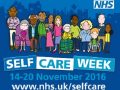 A promotional image for NHS self care week featuring a group of people of all ages, abilities and races, above a banner reading 'Self Care Week: 14-20 November 2016;. www.nhs.uk/selfcare